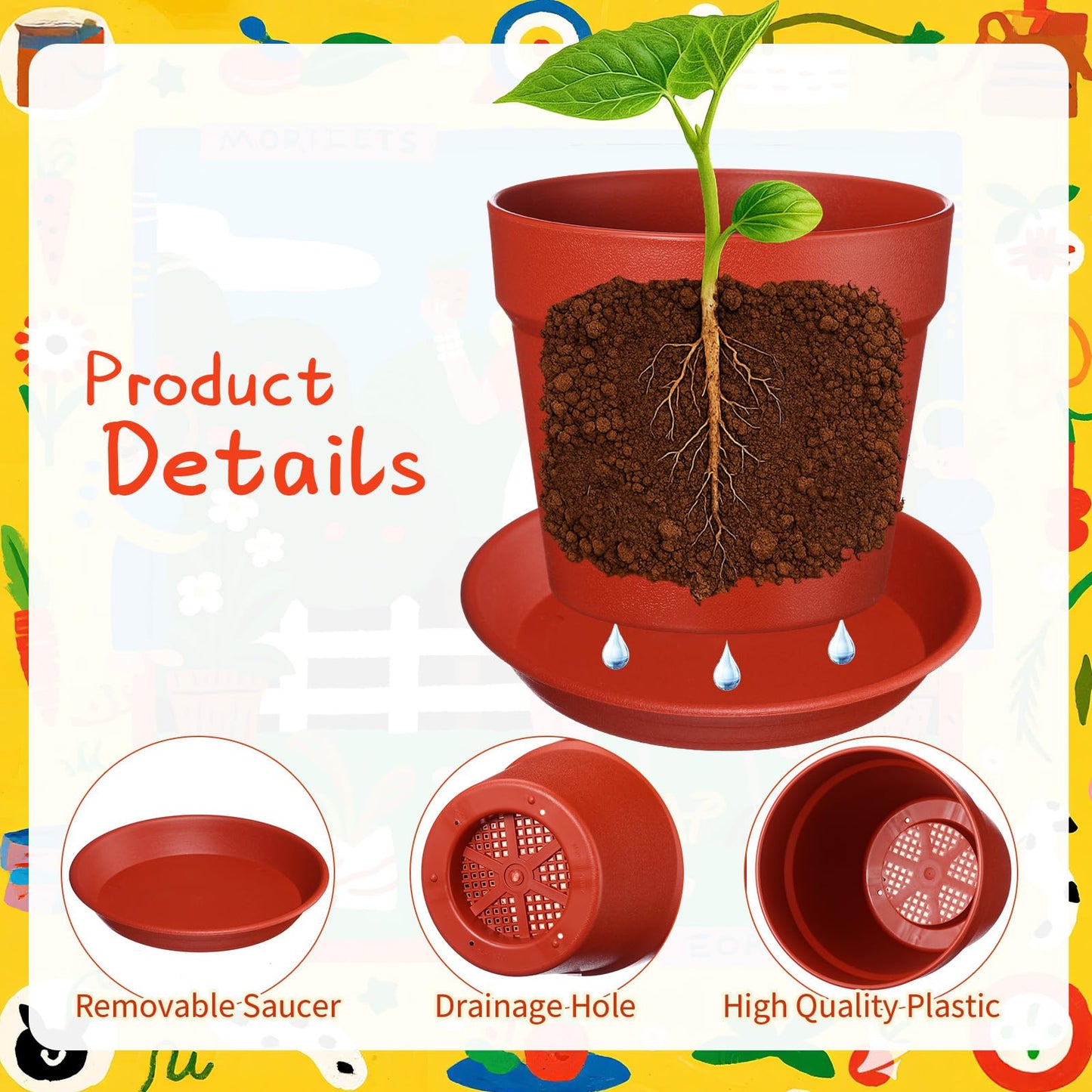 SiliFine 6 Sets Funny Plastic Pots for Crafts Lady Face Flowerpots Include 6.6 Inch Planters Hair Band Decorative Glasses Wood Particle Lip Stickers Glue Points for DIY Crafts Garden Decor