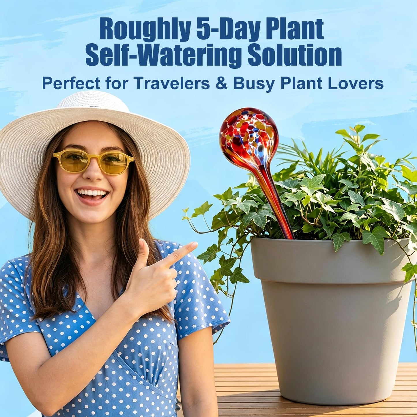 Brajttt Plant Watering Globes Automatic Glass Watering Bulbs, Glass Ball Planter, Decorative Garden Watering Plant Watering Bulbs with 2-Pack, 3.35 inch Diameter