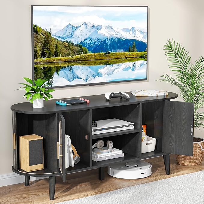 51" Fluted TV Stand, Mid-Century Modern Entertainment Center