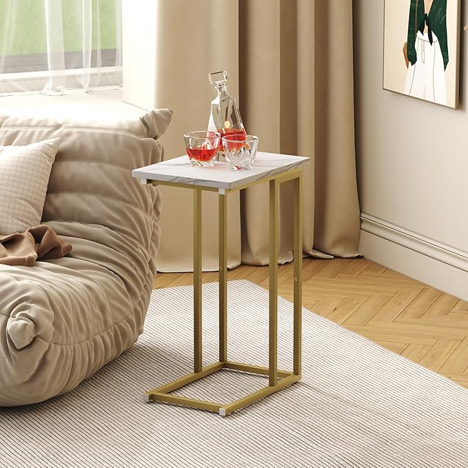 Function Home C Shaped End Table, Small Side Tables