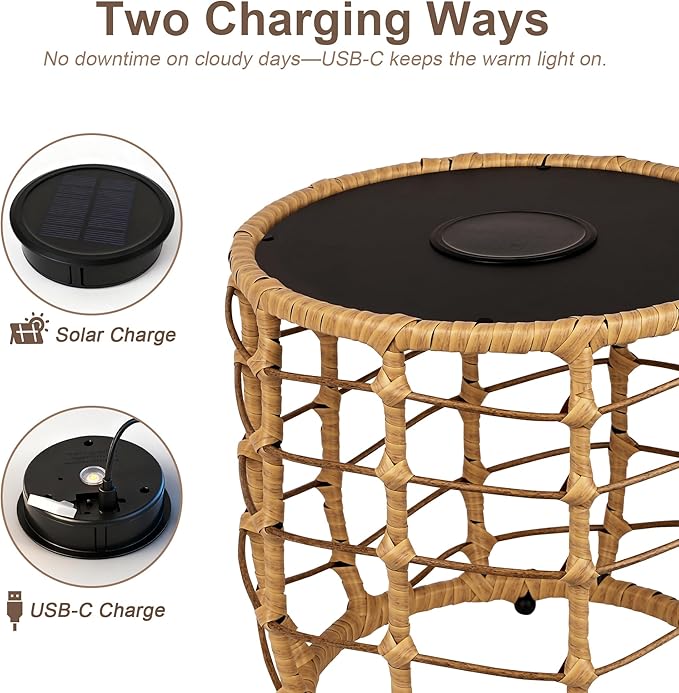 PARTPHONER Boho Solar Outdoor Side Table