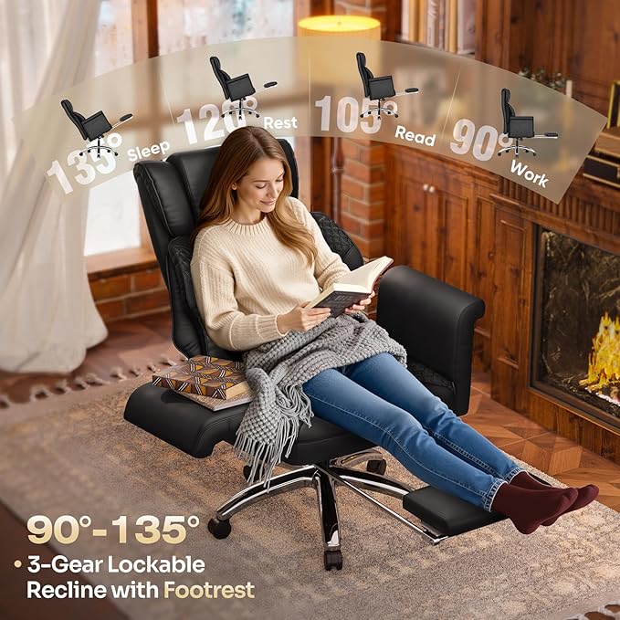 Ergonomic Office Chair with Footrest, Criss Cross Legged Desk Chair with