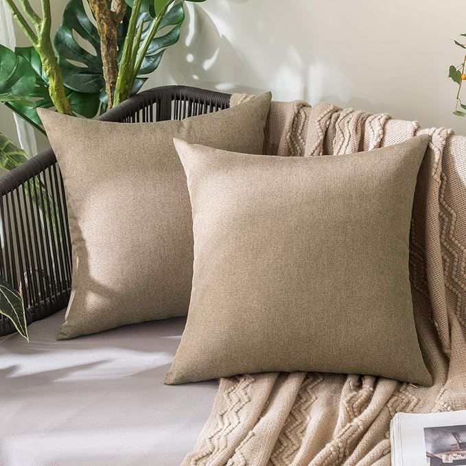 MIULEE Pack of 2 Decorative Outdoor Solid Waterproof Throw Pillow Covers Faux