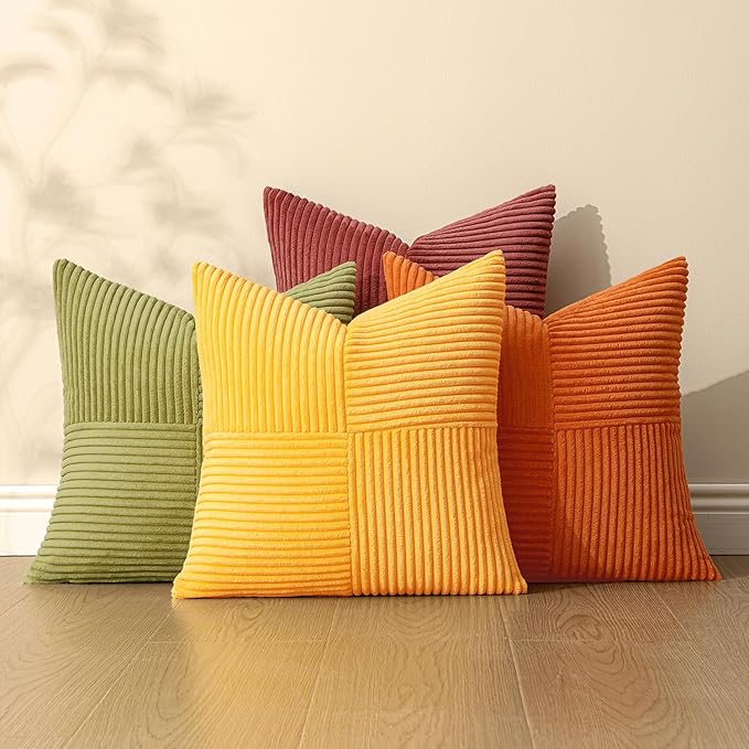 MIULEE Yellow Orange Rust Throw Pillow Covers 20x20 Inch 4 Packs Boho Farmhouse