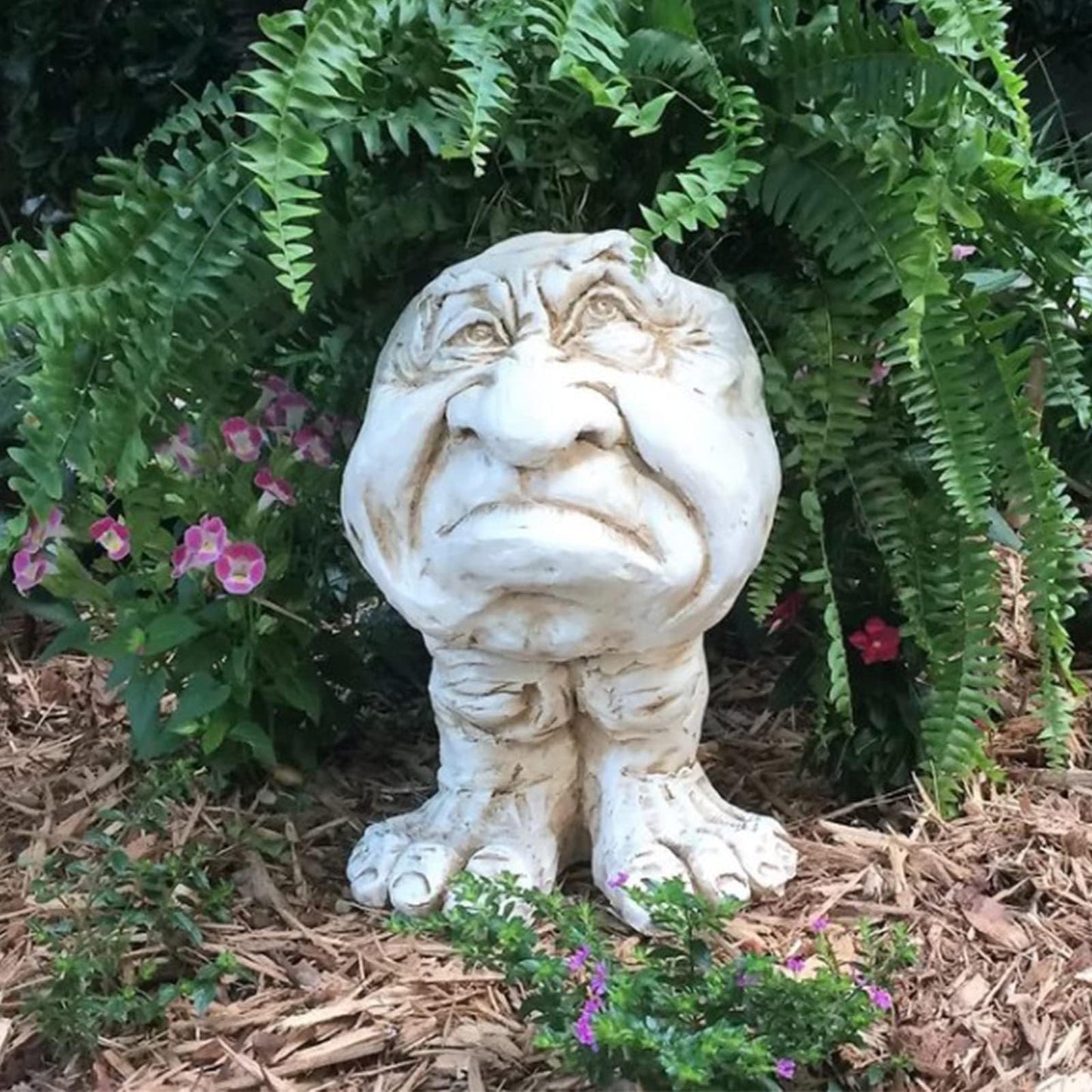 Sheremart Whimsical Face Planter - 6inch Funny Wizard Head Sculpted Pot (Antique White Resin), Unique Succulent Planter for Indoor/Outdoor Garden Decor (5#)