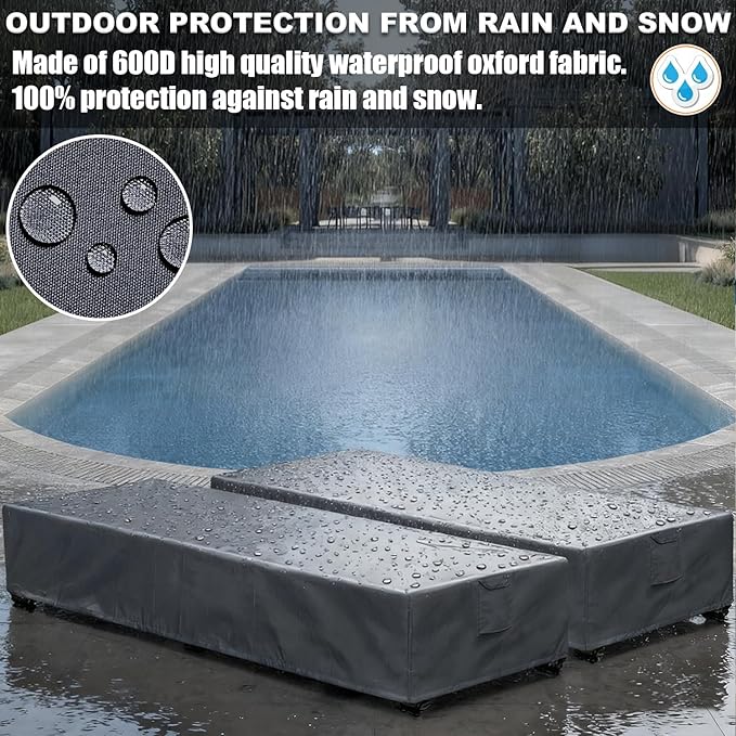 Waterproof Patio Lounge Chair Cover 2 Pack Outdoor Chaise Lounge Covers 600D