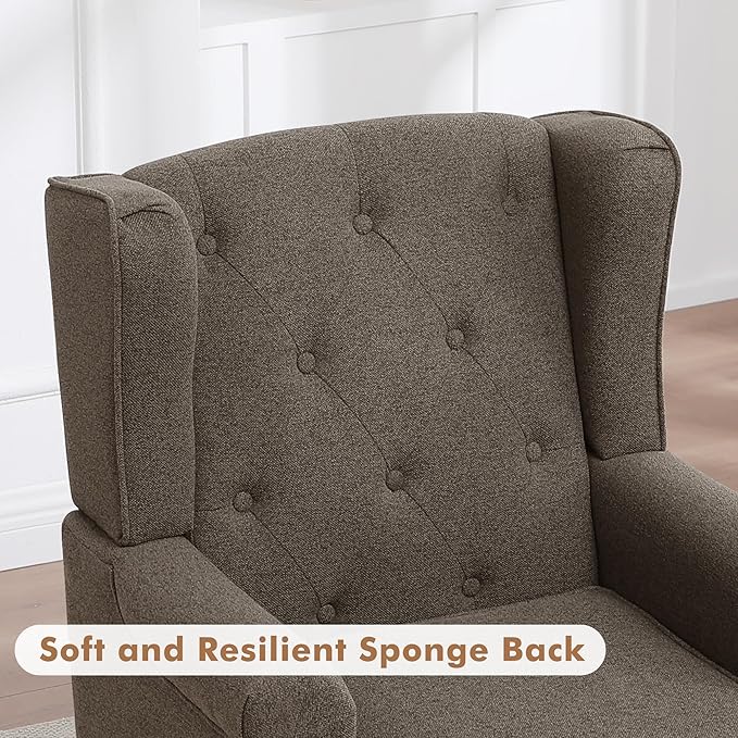 Accent Chair for Living Room, Mid Century Modern Upholstered Armchair, Wingback