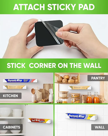 Skywin Adhesive Foil and Plastic Wrap Organizer, Fits Box Width up to 2.63in/67mm Aluminum Foil Organization and Storage – Heavy Duty Holder (White)