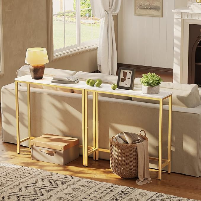 HOOBRO Narrow Console Table, 29.5" Small Entryway Table, Thin Sofa Table