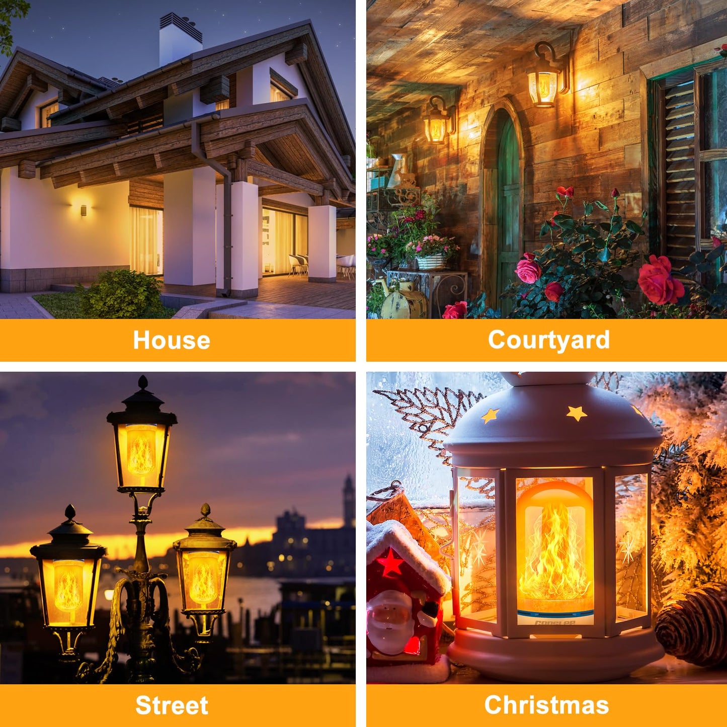 CPPSLEE Upgraded LED Flame Light Bulbs, 4 Modes Flickering Light Bulbs, E26 Base Fire Flame Bulb for Halloween Decorations Outdoor, Christmas Lights Patio Indoor Home Decor (Yellow, 2 Pack)