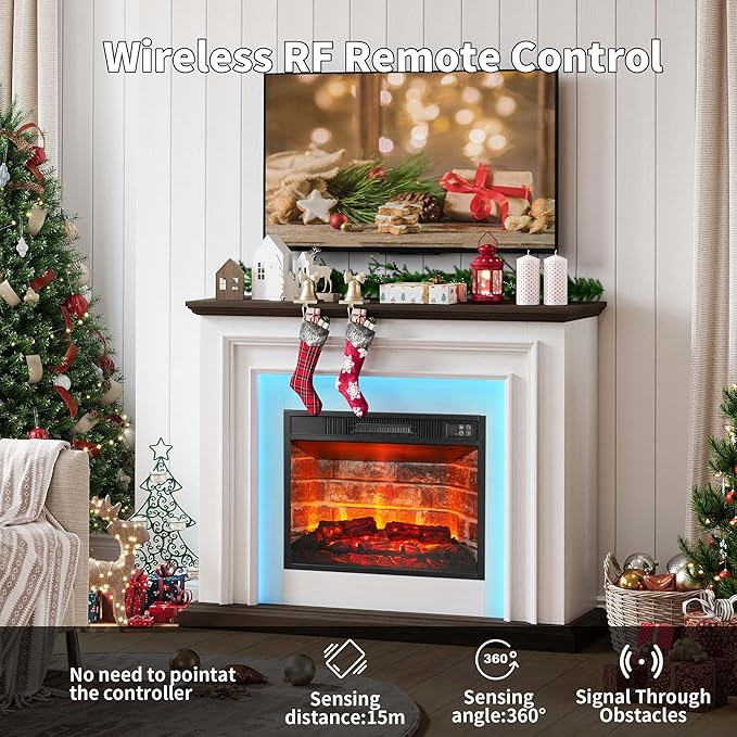 44" LED Lights Electric Fireplace