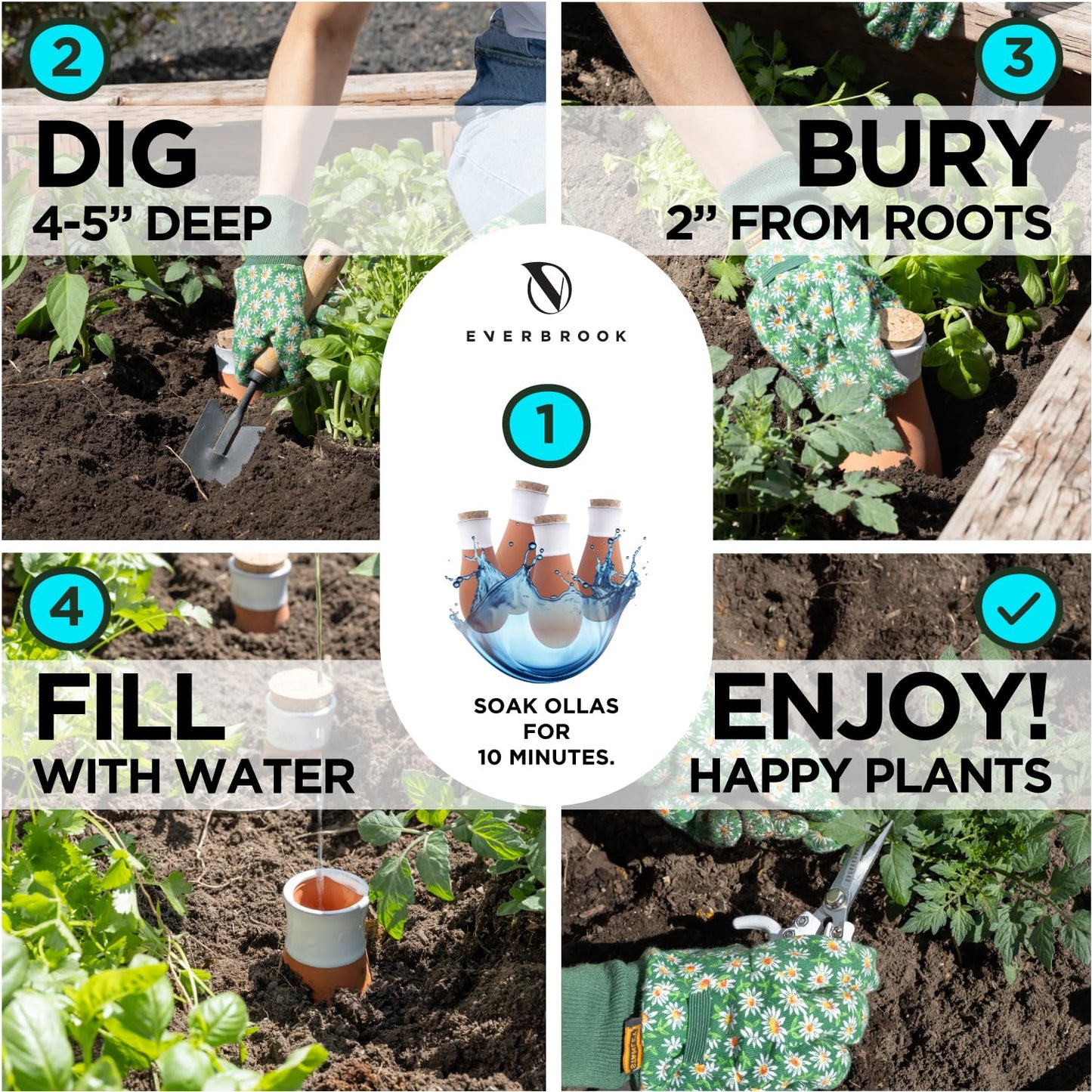 Everbrook Plant Self Watering Globes - Terracotta Watering Spikes - Slow Release Olla Watering Pots - Drip Irrigiation Olla System