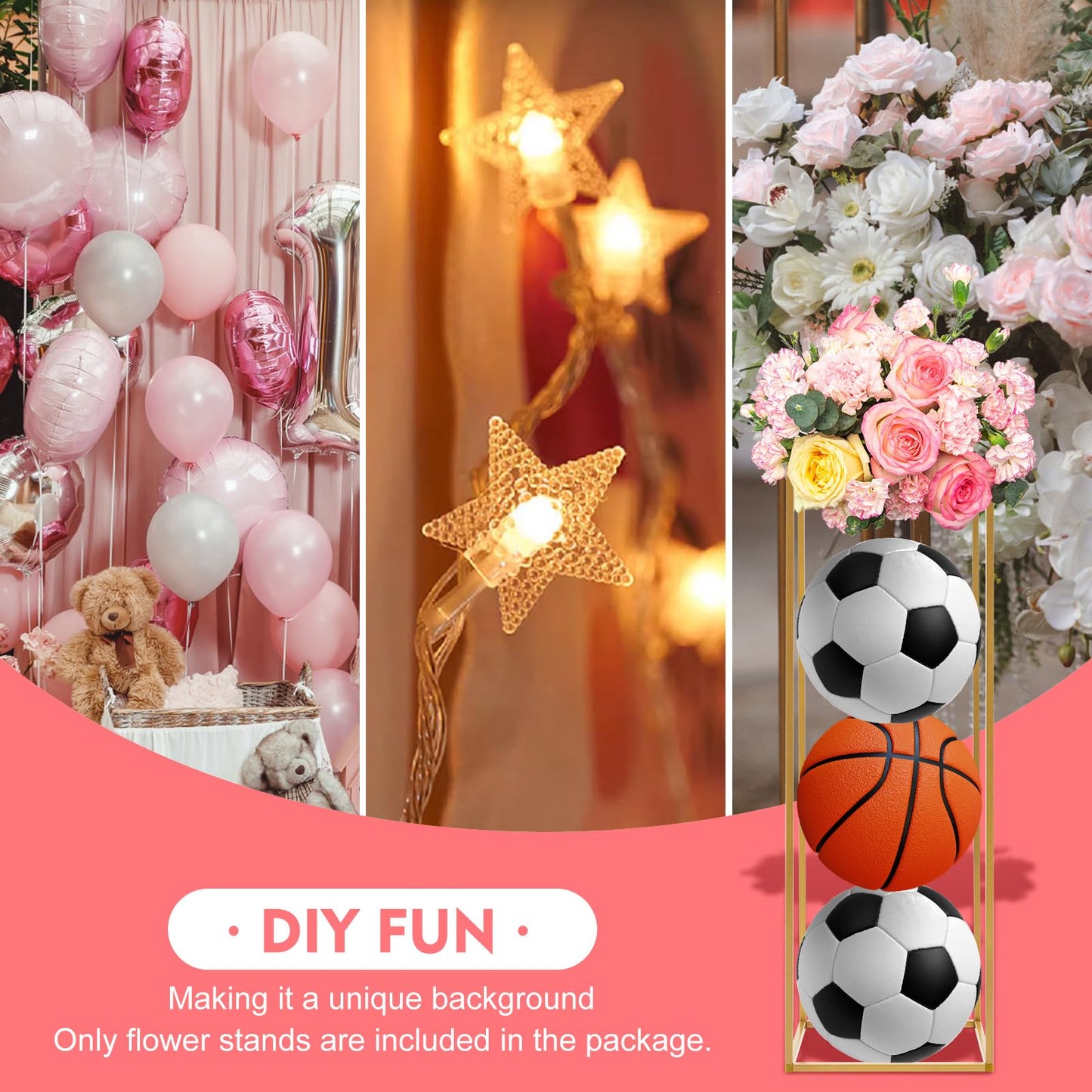 10 Pieces Gold Flower Stand for Wedding,31.4 Inch Rectangular Floral Rack Wedding Centerpieces Stand Flower Column for Tables Tall Floor Standing Vases for Party Home Decor