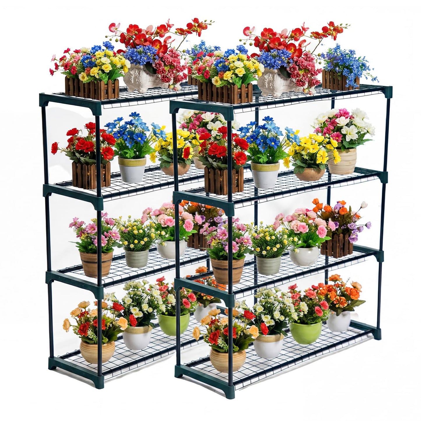 Panana 4 Tier Garden Greenhouse Steel Staging Shelving Plant Stand Garden Shelving Unit Garage Storage Racking, 2 Pack Plant Racks