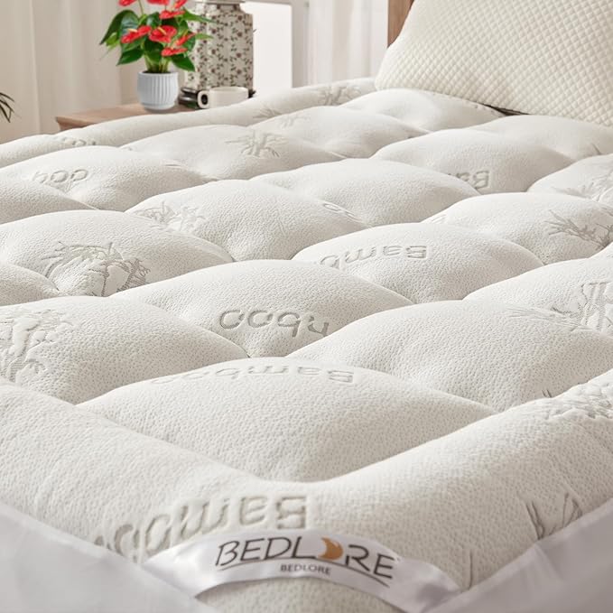 BEDLORE Queen Mattress Topper Viscose Derived from Bamboo, Thick Pillow Top