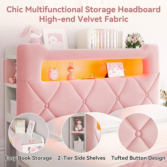 Full Upholstered LED Bed Frame