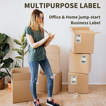 L LIKED 1000 4x6 Thermal Shipping Labels Fanfold, Direct Thermal Printer Labels Compatible with Zebra Rollo - Perforated Strong Adhesive
