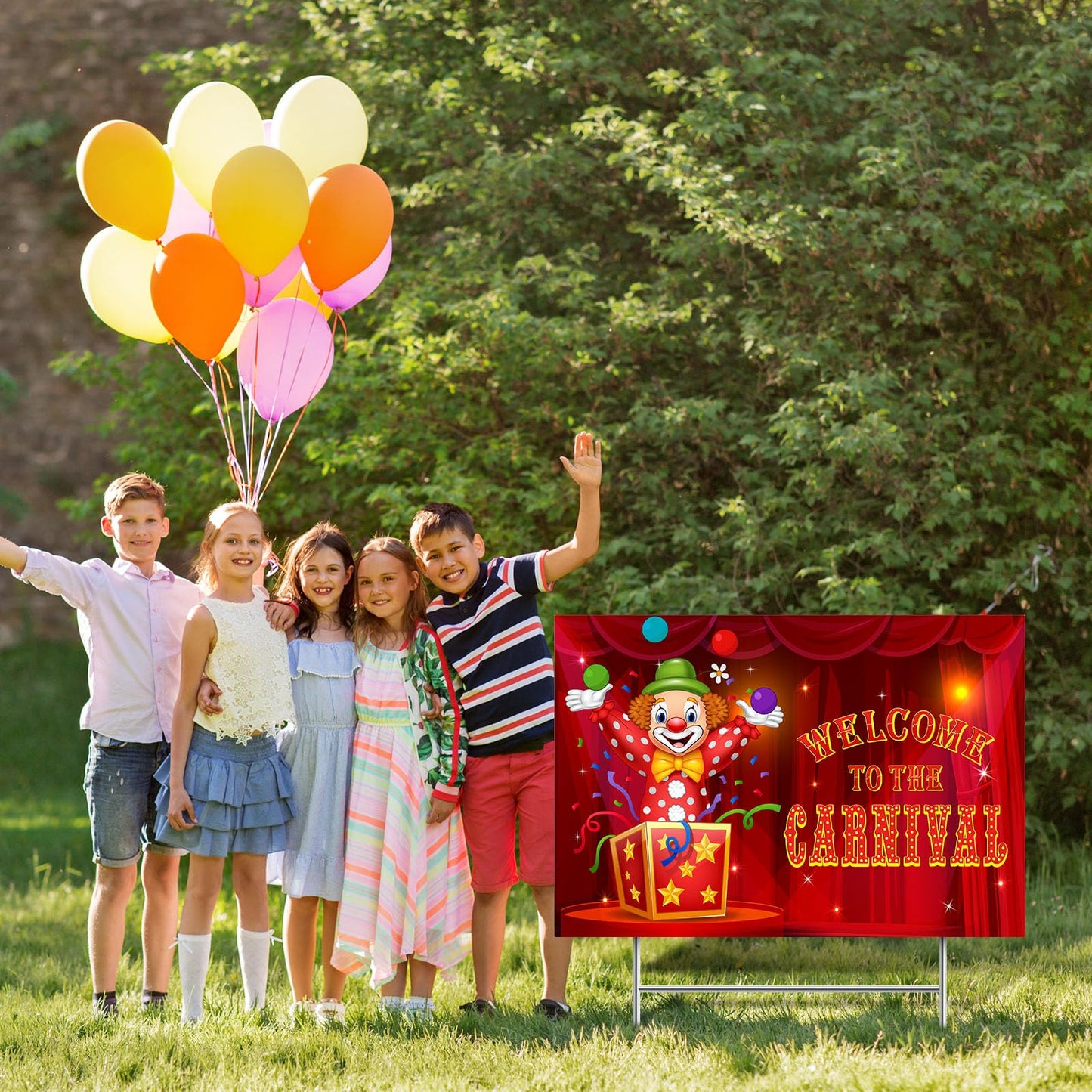 Capoda Welcome to Carnival Yard Decoration Circus Clown Garden Stake Halloween Circus Party Decor Carnival Party Directional Sign for Outdoor Lawn Garden Yard Patio Decor Supplies 24.8 x 16.1 Inch