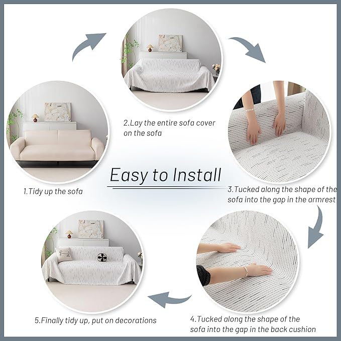 MYSKY HOME Couch Covers for 3 Cushion Couch Sofa, Sectional Couch Cover L Shape