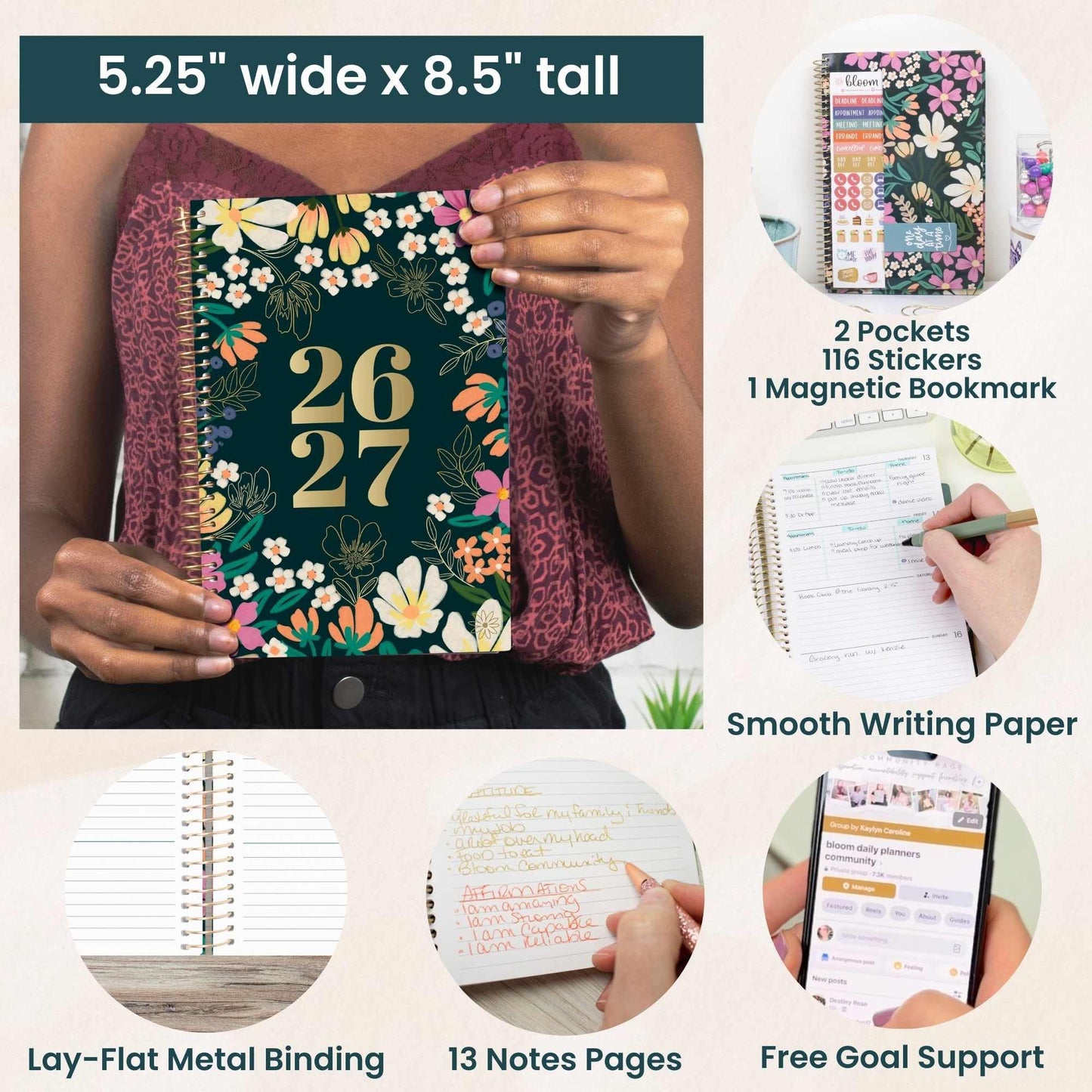 bloom daily planners 2026-2027 Planner - Academic Year (July 2026 - July 2027) Monthly & Weekly Soft Cover Planner for Women - 13 Month Inspirational Agenda Book with Stickers - 5.5" x 8.25" - Blooming Wildly