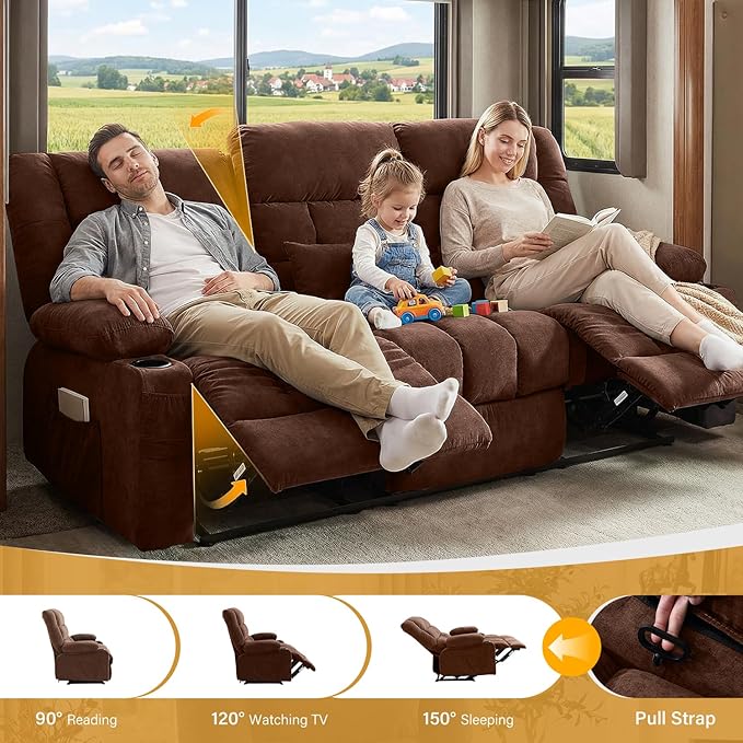 BOSMILLER Reclining Sofa with Cup Holders