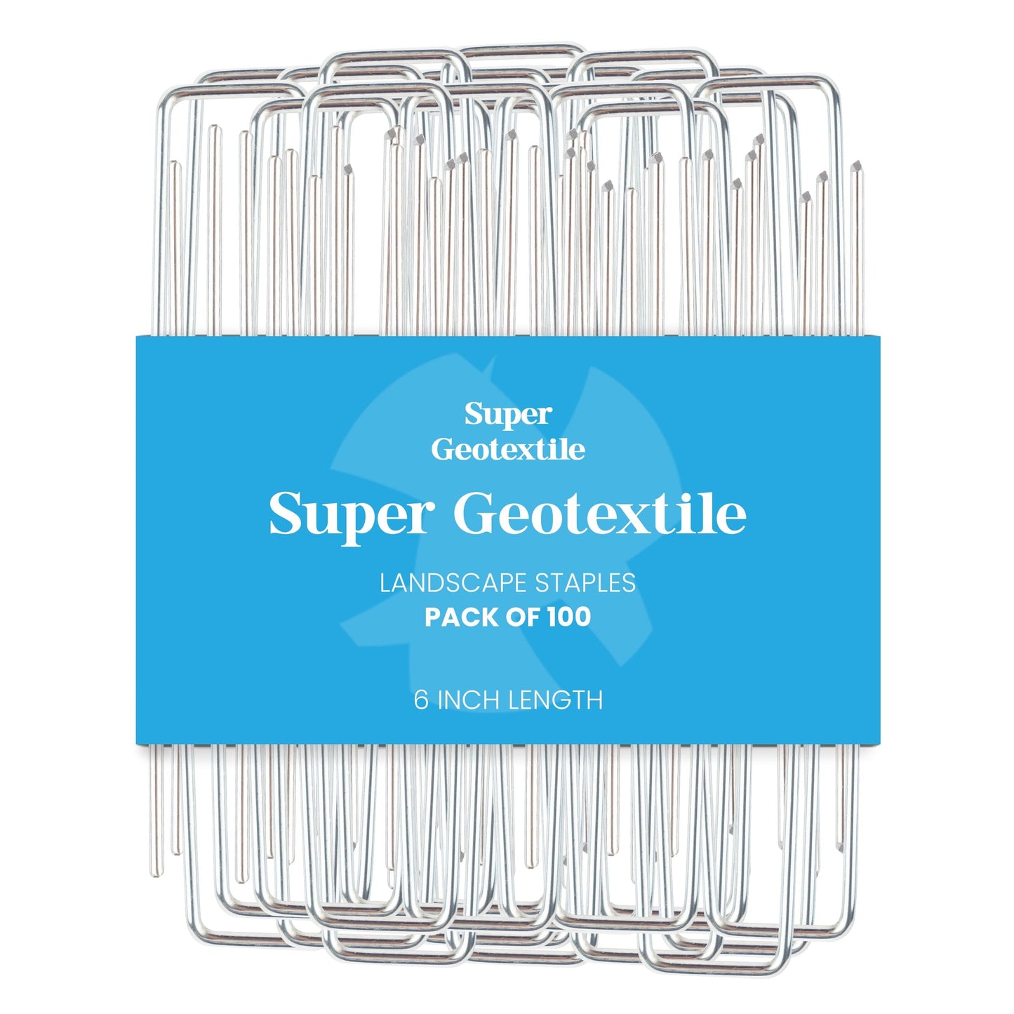 Super Geotextile Landscape Staples - Heavy Duty 11 Gauge Galvanized U-Shaped Sod Pins for Weed Barrier and Landscaping Fabric Stakes - 1" x 6" (100 pcs)