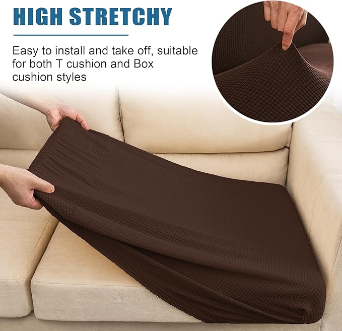 Water Repellent Couch Cushion Cover 3 Pieces Sofa Seat Cushion Covers, Stretch
