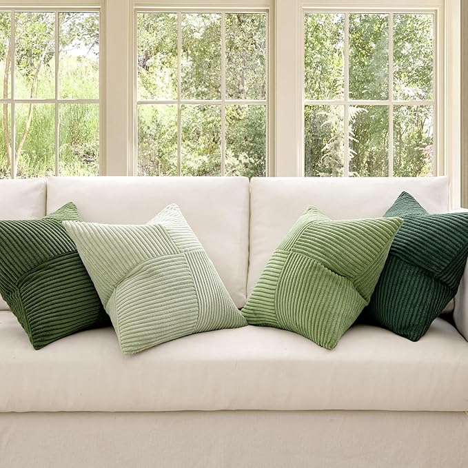 MIULEE Spring Green Decorative Throw Pillow Covers 24x24 Inch Set of 4 Boho