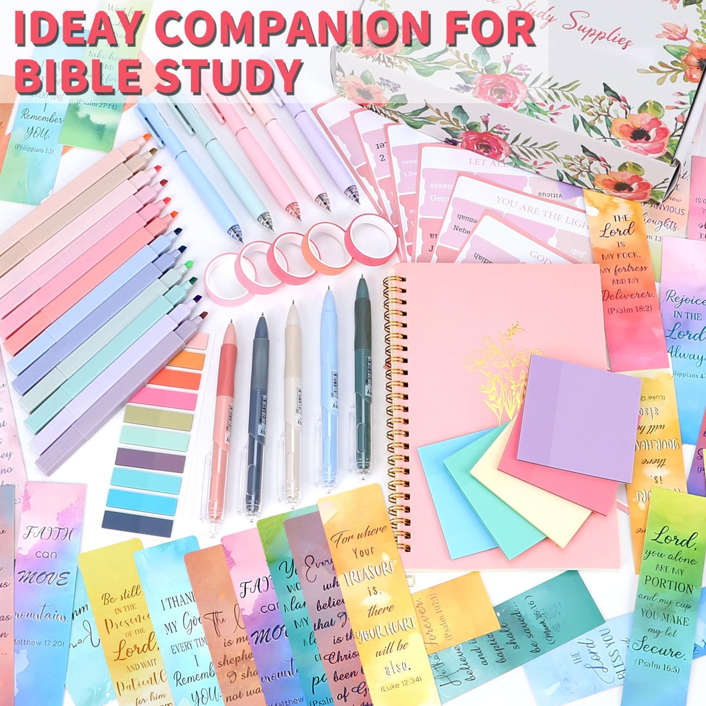 Bible Study Supplies,Bible Journaling Kit for Women,Bible Study Kit with Pens,Highlighters,Tabs,Bible Bookmark,Notebook,Sticky Notes,Bible Accessories,Beginner Christian Gifts