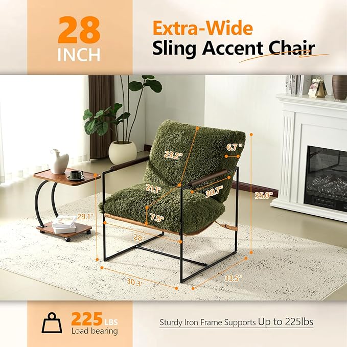 VINGLI 28" Wide Plush Upholstery Sling Modern Accent Chairs Set of 2, Cute