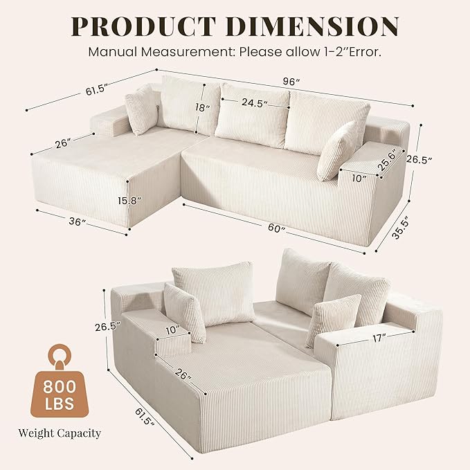 GRUSIGN Cloud Sectional Boneless Couches
