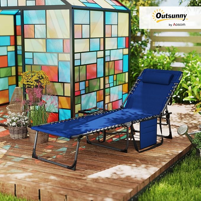 Outsunny Folding Chaise Lounge Chair Outdoor Tanning Chair