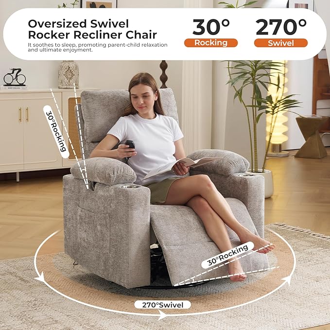 Oversized Power Recliner Chair Swivel Glider