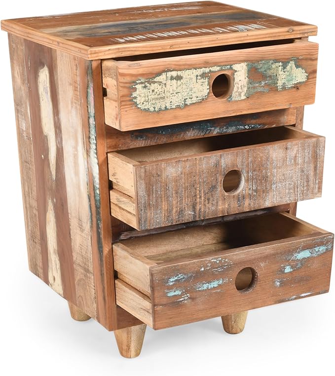 End Table Recycled Wood Nightstand, Side Table