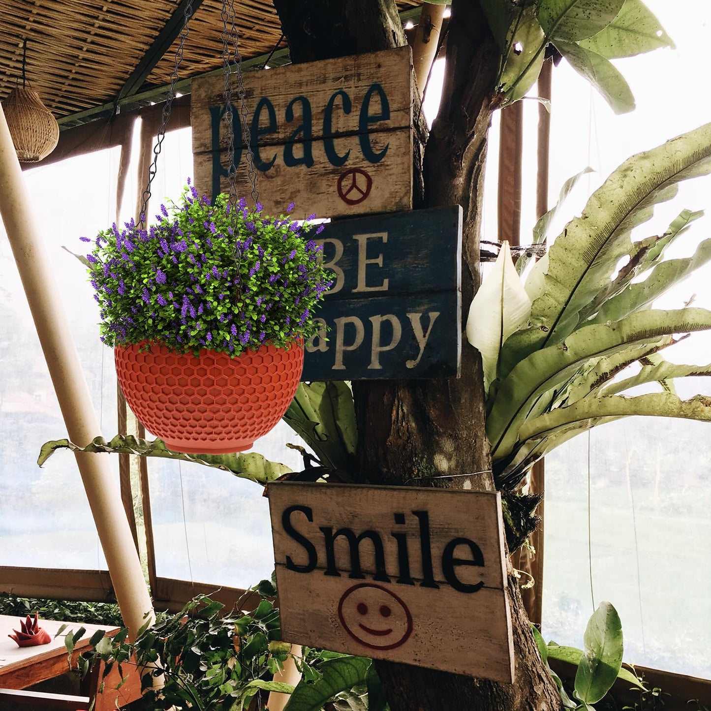 BESPORTBLE Hanging Planters Plastic Flower Pots 6.5 Inch Decorative Hanging Basket for Indoor Outdoor Balcony Plant Pot Decor