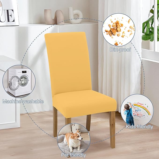 BIETYONE Stretch Dining Chair Covers Set of 6, Soft Removable Washable Kitchen