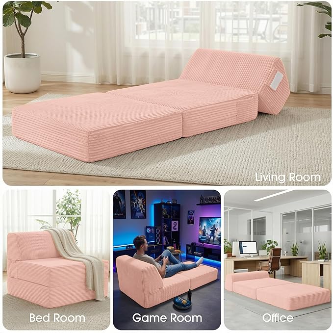 Kasunpul Folding Sofa Bed with Pillow, Memory Foam Fold Out Chair Bed,