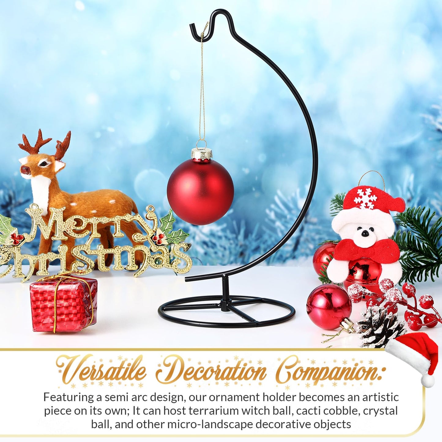 Baderke Ornament Display Stand, Ornament Hanger Holder Glass Ball Air Plant Holder, Hanging Terrarium Stand for Christmas Wedding, Home Office Decor,10.43" H(Black)