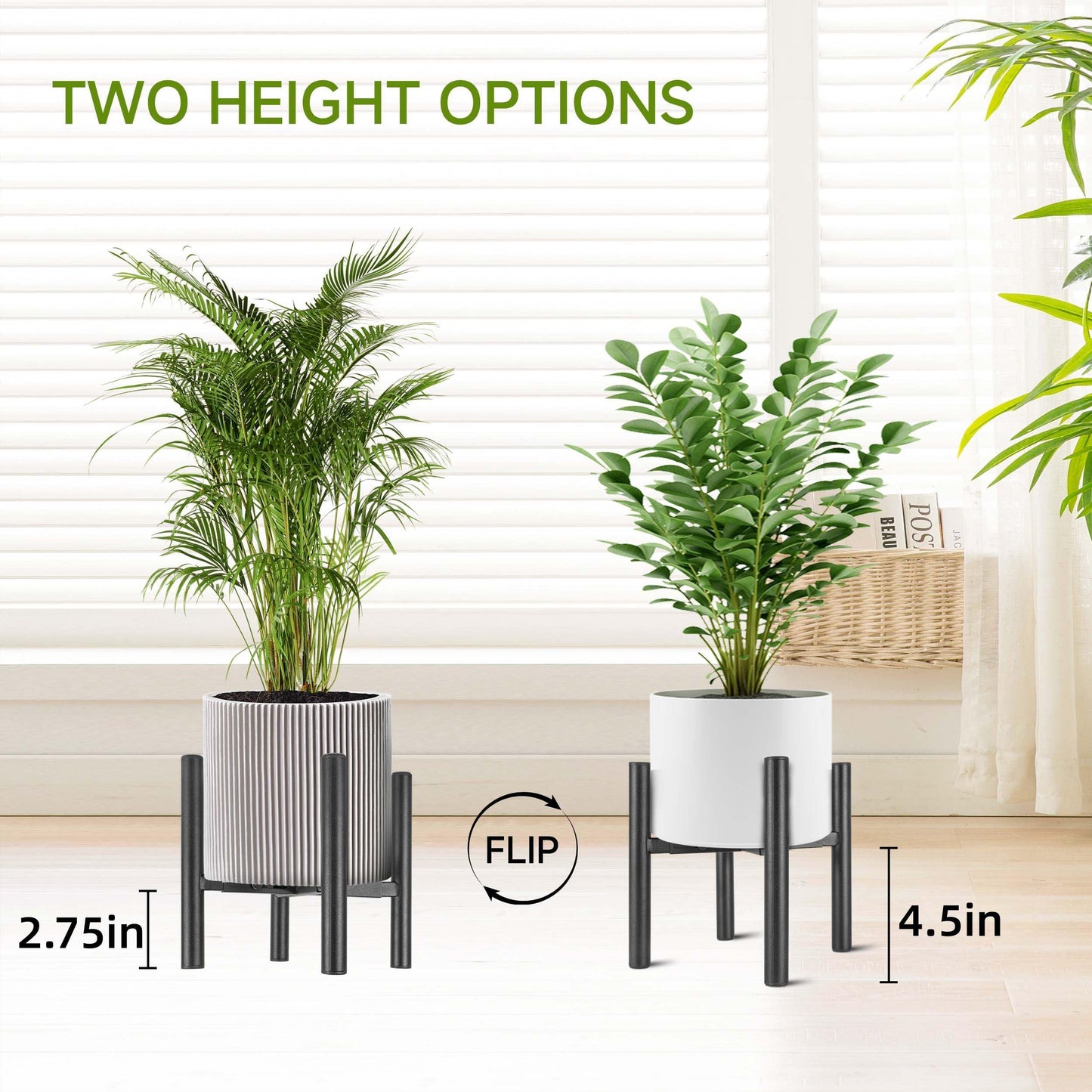 NSYOOMH Adjustable Metal Plant Stand Black, Fits 6-10 Inch Heavy Duty Flower Pots Holder - Floor Single Plant Stands Indoor Outdoor for Corner Planter Outside Potted Plants (Pot Not Included)