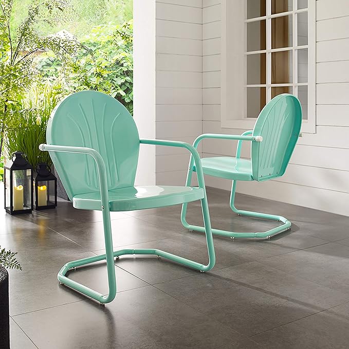 Crosley Furniture Griffith Outdoor Chair, Retro Metal Patio Chairs