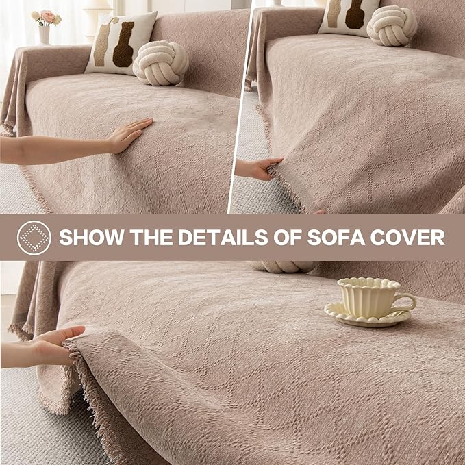 DREAMINGO Modern Chenille Couch Cover Blanket Washable Sofa Covers
