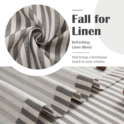 jinchan Striped Linen Kitchen Curtains 36 Inches Tier Curtains Farmhouse Modern Cafe Style Small Window Treatments Airy Light Filtering Rod Pocket for Living Room Bathroom 2 Panels Charcoal Grey