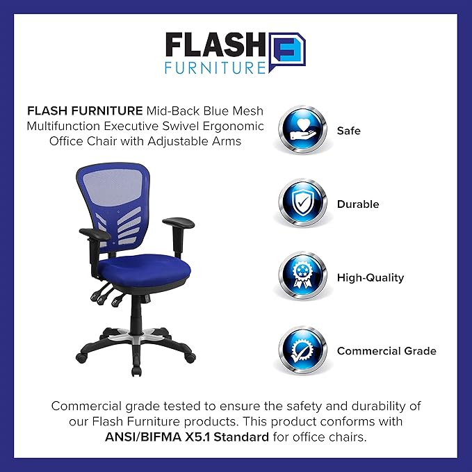 Flash Furniture Nicholas Mid-Back Swivel Office and Gaming Chair, Ergonomic