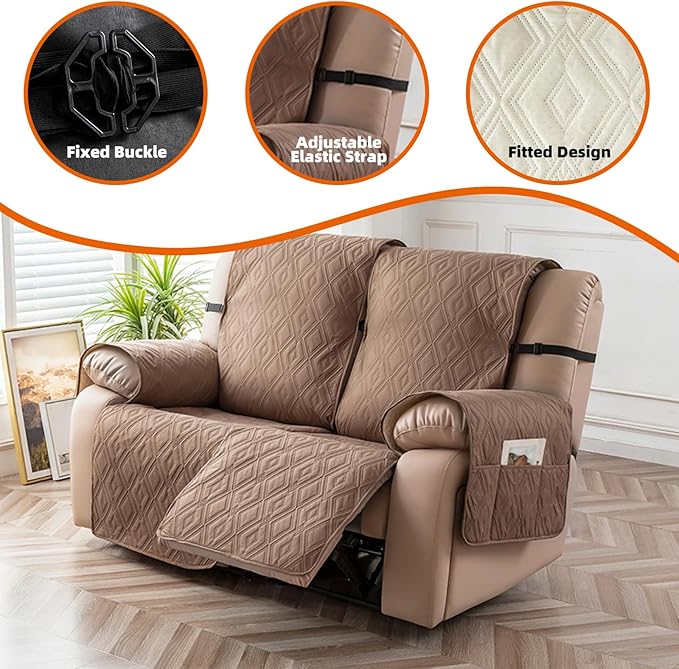 Genina Waterproof Loveseat Recliner Cover Non-Slip, Sofa Cover