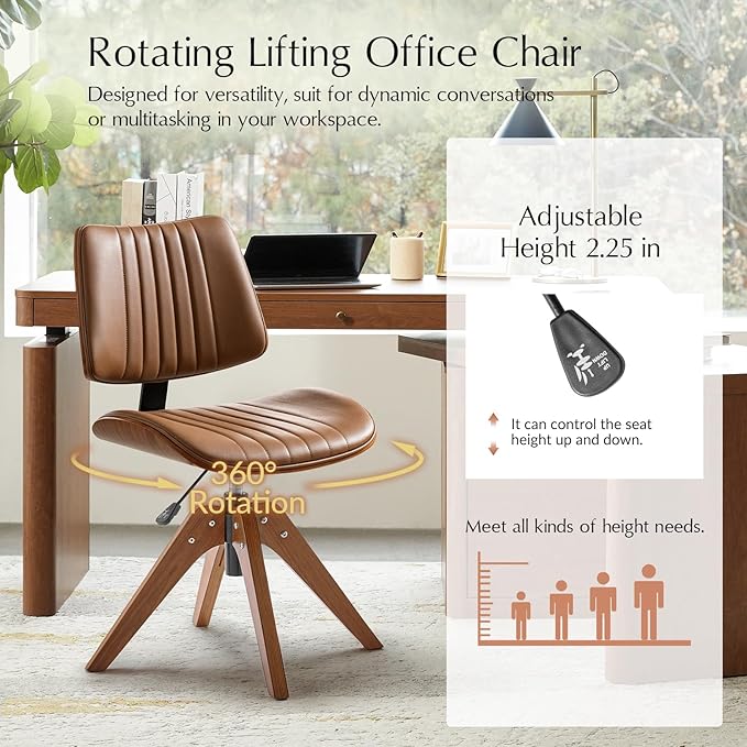 HULALA HOME Faux Leather Home Office Chair