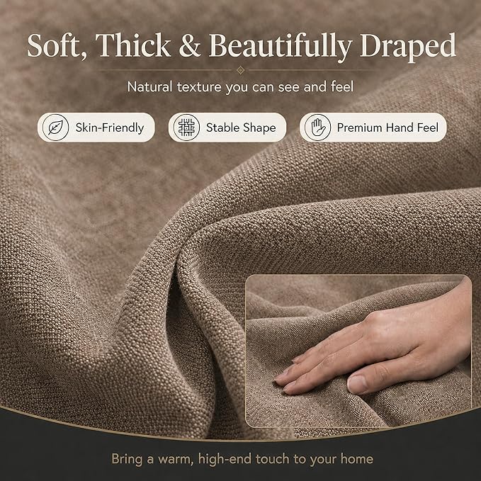 Mini Chenille Linen Blend Upholstery Fabric by the Yard, 57 Inch Wide Soft