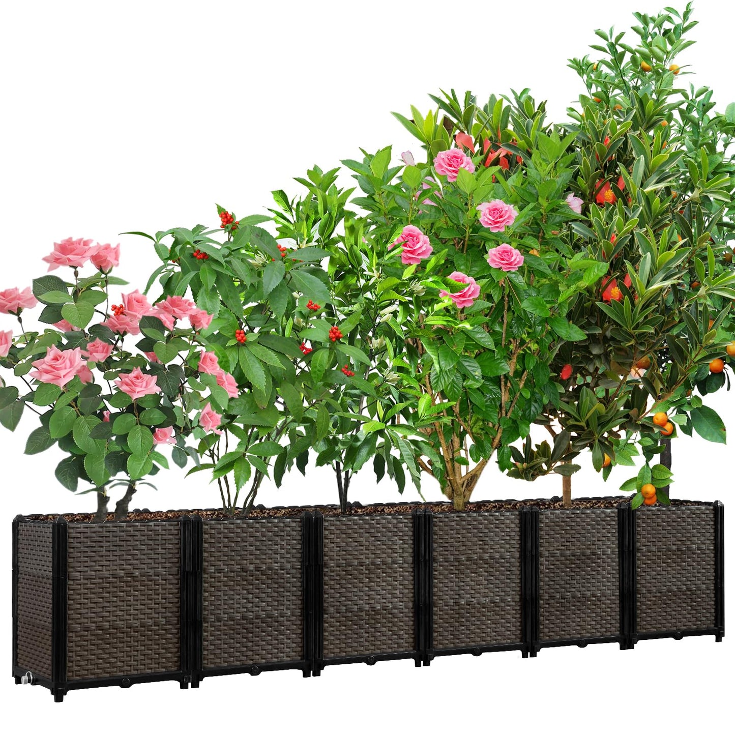 Large Raised Planter Box Outdoor Self Watering 94.4"x15.7"x19.7", Deep Raised Garden Bed - Elevated Garden Box with Drainage Plug, Rectangular Garden Planter Perfect for Patio Balcony Deck