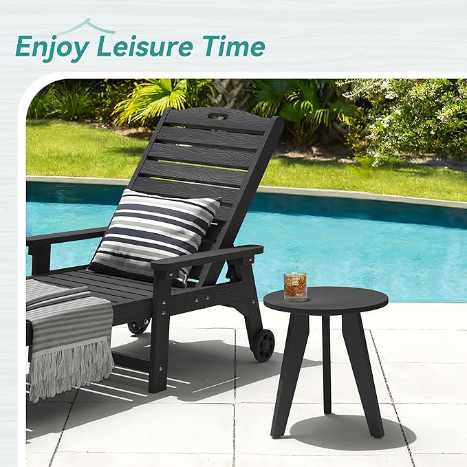 HDPS Outdoor Side Table Set of 2, Small Round Side Table Weather-Resistant