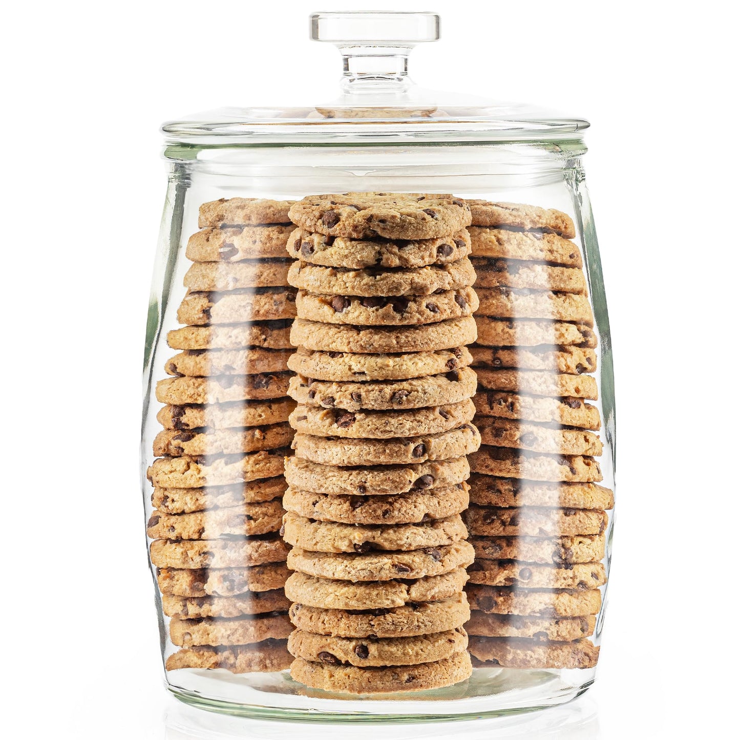 kitchentoolz 1 Gallon Glass Cookie Jar with Lid – Set of 2 Large Glass Jars with Lids for Cookies, Candy, Flour, Sugar, Pet Treats – Clear Glass Canisters for Food Storage - Pack of 2