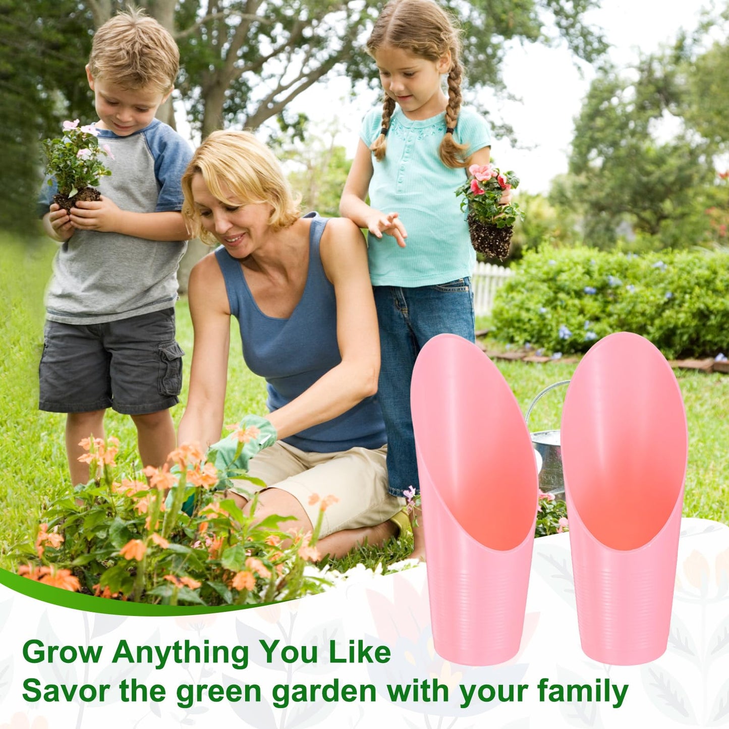 M METERXITY 18-Pack Bonsai Soil Scoops, Plastic Garden Soil Scoops Bucket Shovel Potting Scoopers for Transplanting/Flower Planting/Plant Succulent, Colorful Small Gardening Tools [Pink]